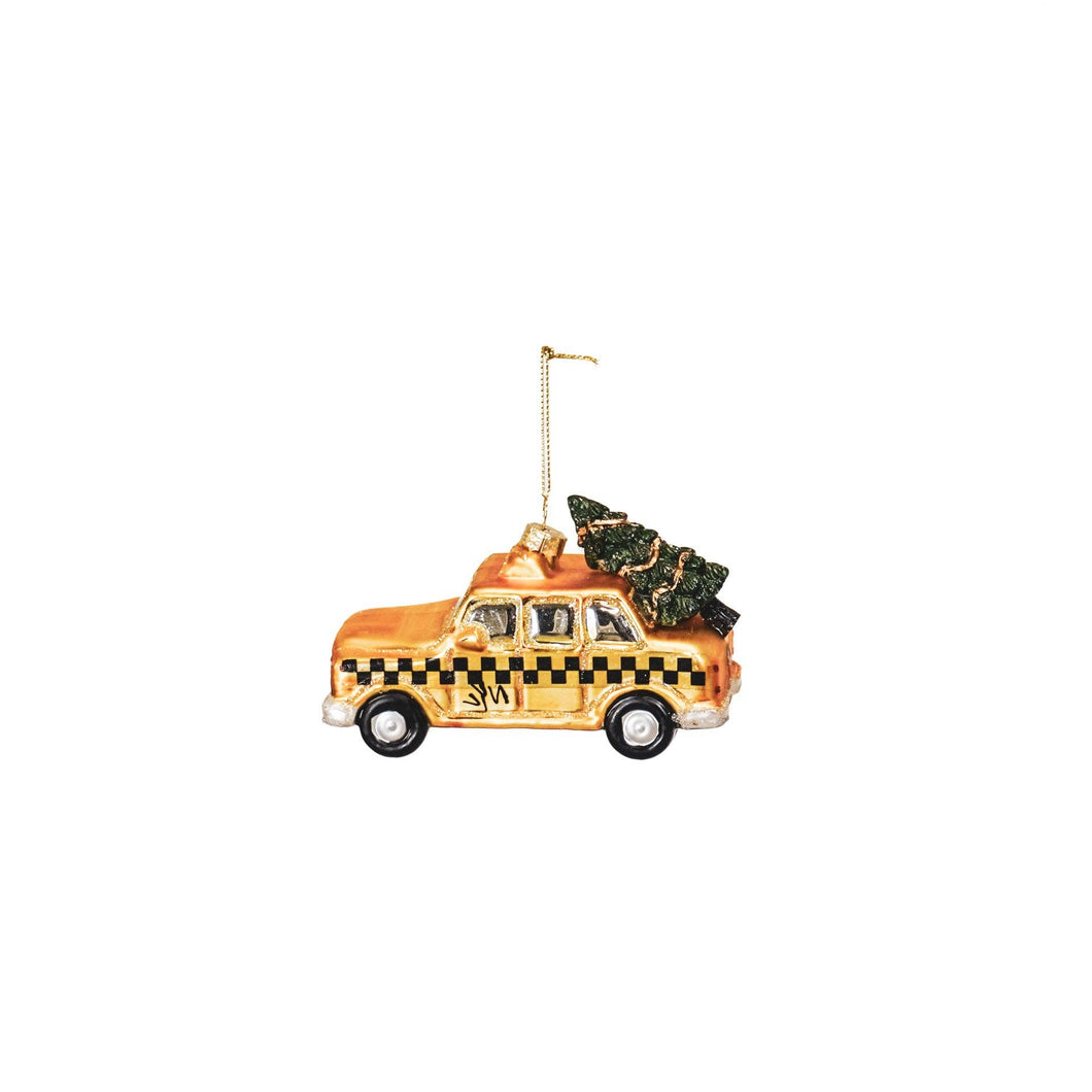 Xmas Hanger - Taxi Cab - Glass - Yellow - 12x6,5x7,5cm