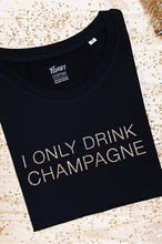 Load image into Gallery viewer, Women&#39;s T-shirt - I Only Drink Champagne - Glitter: XL / Black
