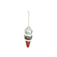 Load image into Gallery viewer, Xmas Hanger - Ice Cream - Glass -Blue/Brown - 5x14cm
