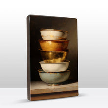 Load image into Gallery viewer, Stack of Gold - Light Blue Bowls
