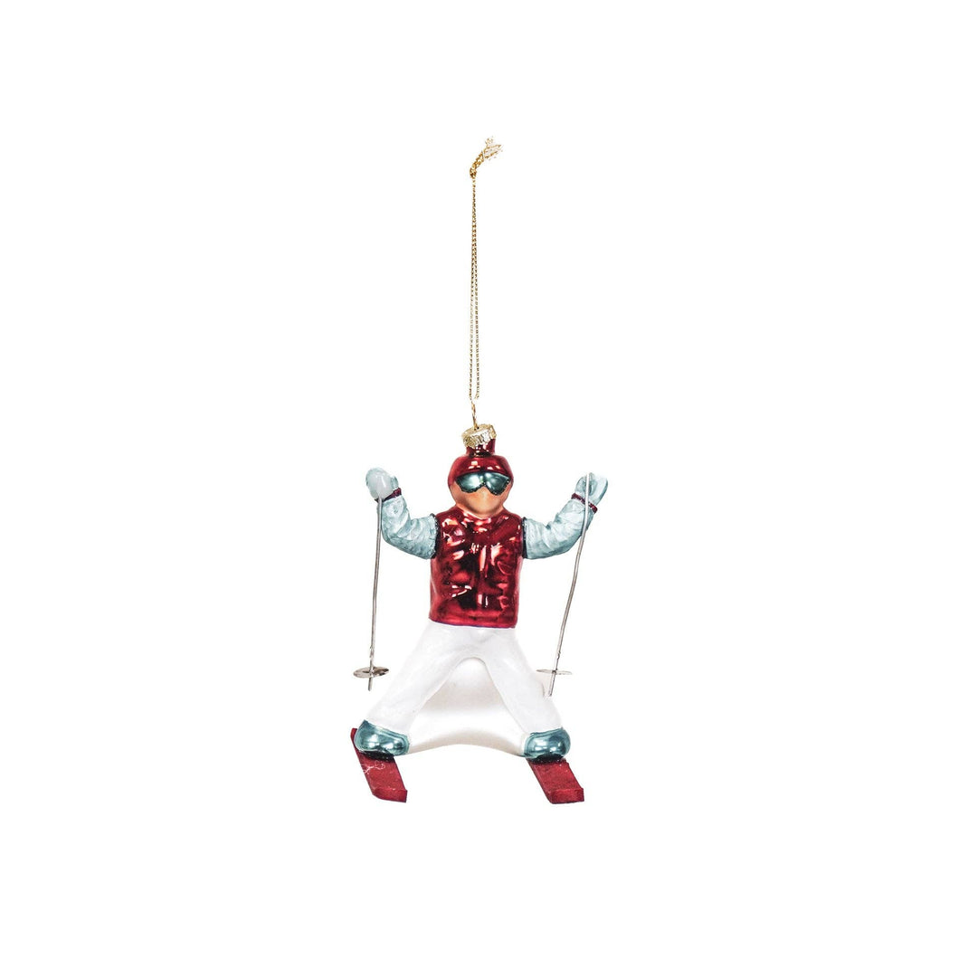 Xmas Hanger - Skier - Glass - 8x8x12cm