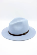 Load image into Gallery viewer, Classic Wool Fedora Hat with Belt: 56 / Grey
