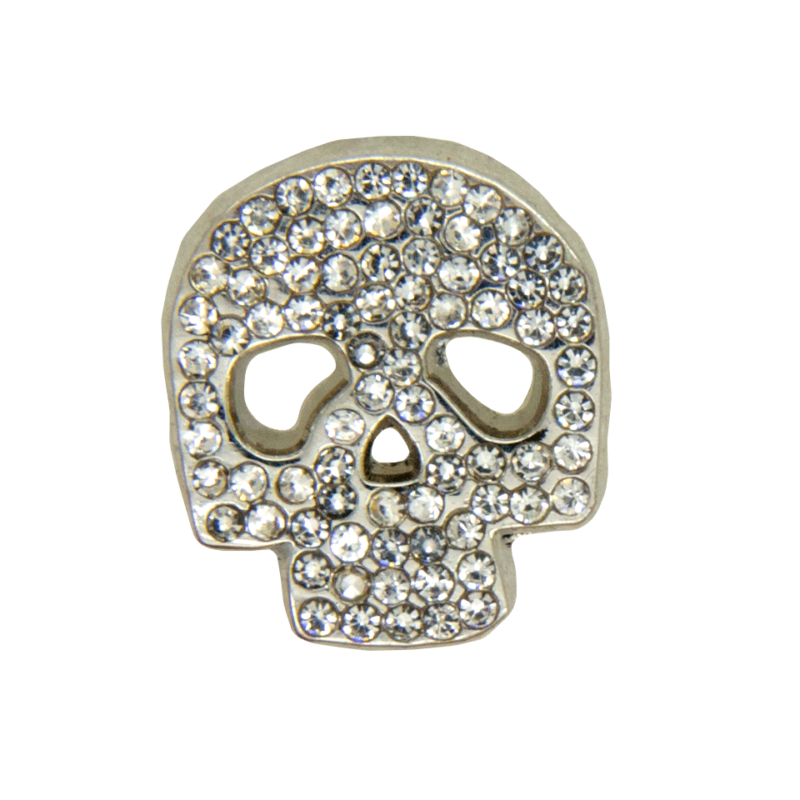 Rhinestone skull pin silver mini