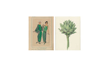Load image into Gallery viewer, Postcard collage Museum collection - lady artichoke head
