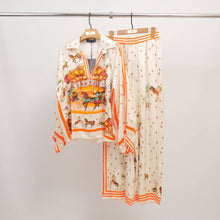 Load image into Gallery viewer, Carousel print blouse KD9085VS-6: Orange
