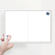 Load image into Gallery viewer, Greeting card folded in half with a lady&#39;s envelope on a blue vase
