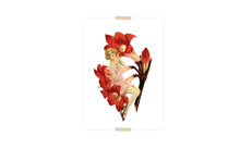 Load image into Gallery viewer, Postcard collage with a seated woman on amaryllis

