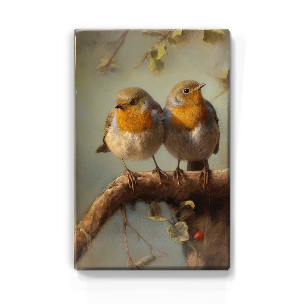 Laqueprint - Robins on branch - Hand lacquered - 19.5 x 30 cm - LP389