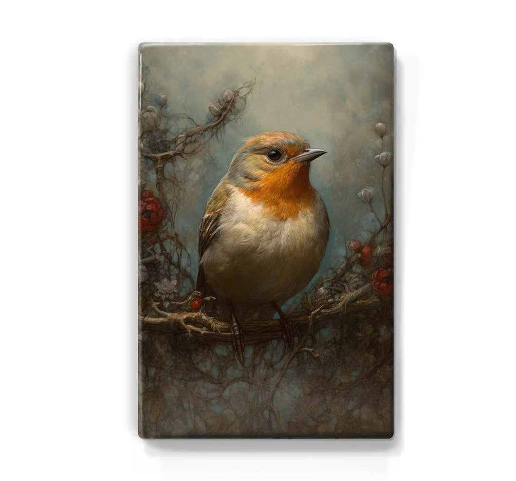 Laqueprint - Robin with roses - Hand lacquered - 19.5 x 30 cm - LP368