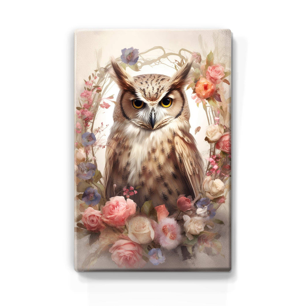 Owl in flower wreath - Laque print - 19.5 x 30 cm - LP344
