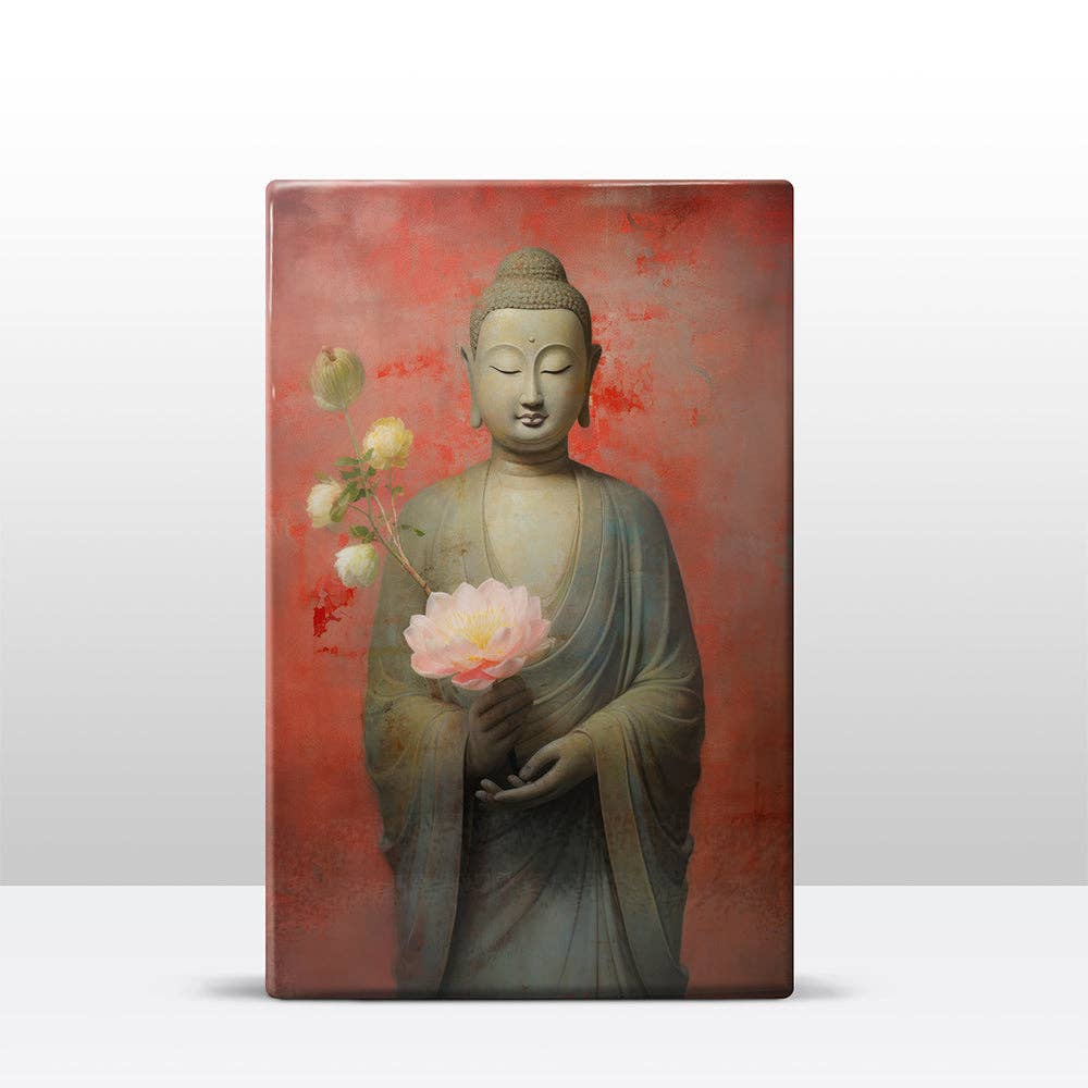 Buddha with flowers - Mini Laqueprint - 9.6 x 14.7 cm - LPS524