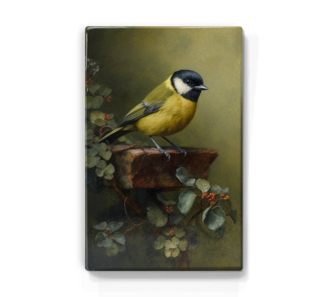 Laqueprint - Great Tit in green - Hand lacquered - 19.5 x 30 cm - LP367