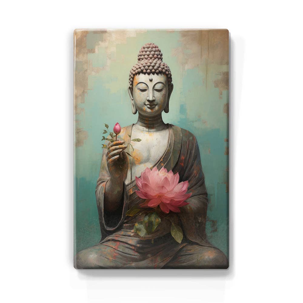 Buddha with flowers - Mini Laqueprint - 9.6 x 14.7 cm - LPS539