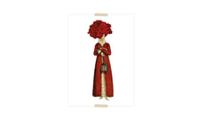 Load image into Gallery viewer, Postcard collage red lady with carnation on head
