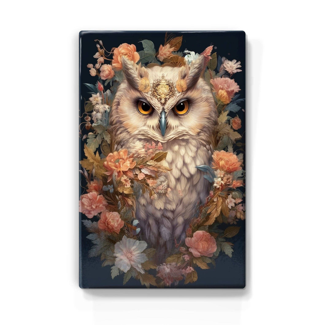 Owl with flowers - Laqueprint - 19.5 x 30 cm - LP320