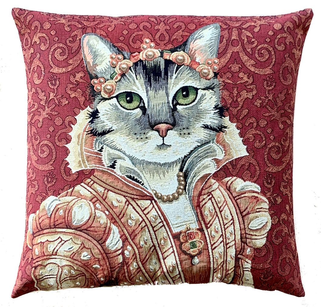 Royal Cat Portrait Pillow Cover