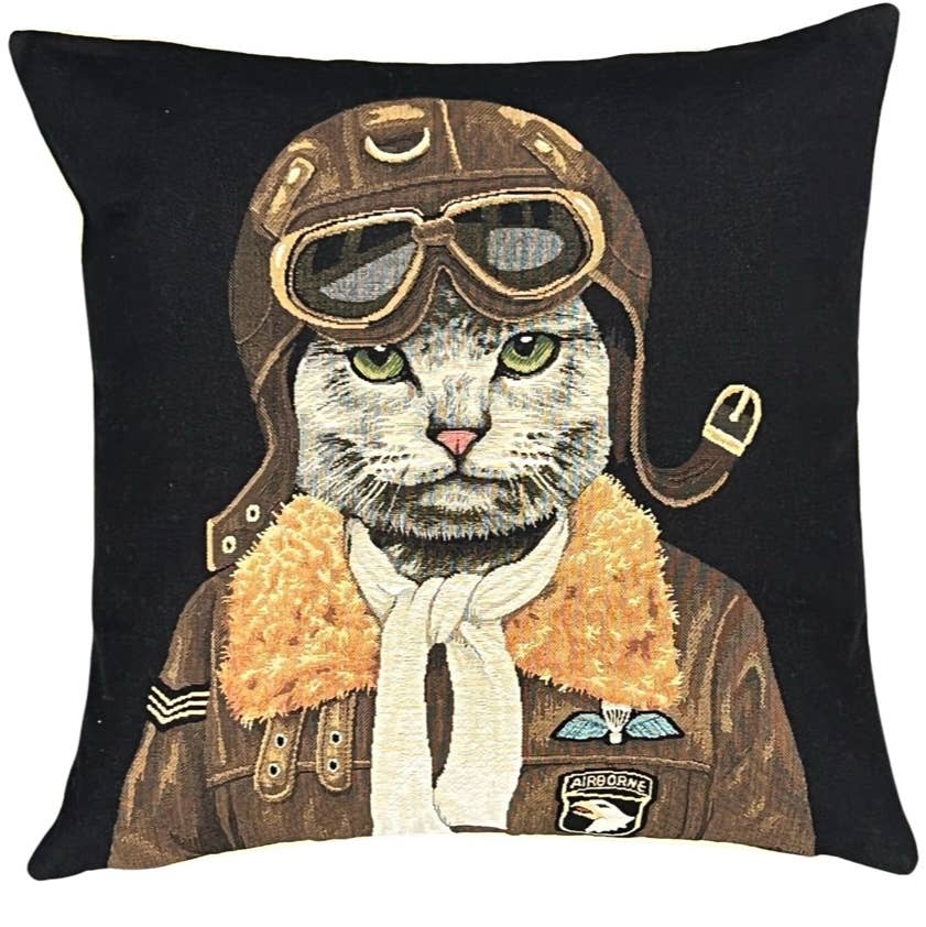 aviator cat pillow cover - aircraft decor (Copy)