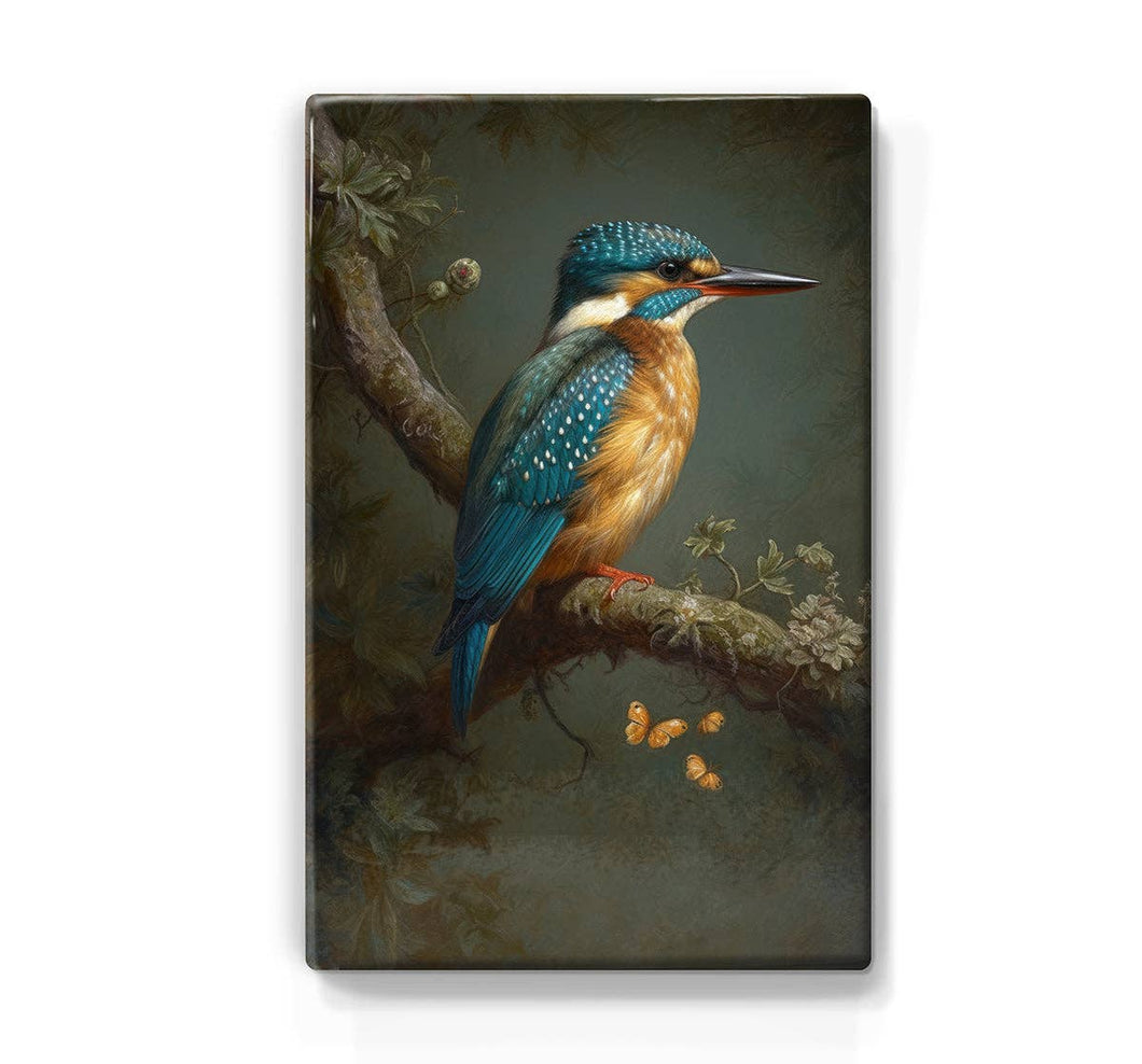 Laqueprint - Kingfisher with butterflies - Hand lacquered - 19.5 x 30 cm - LP373