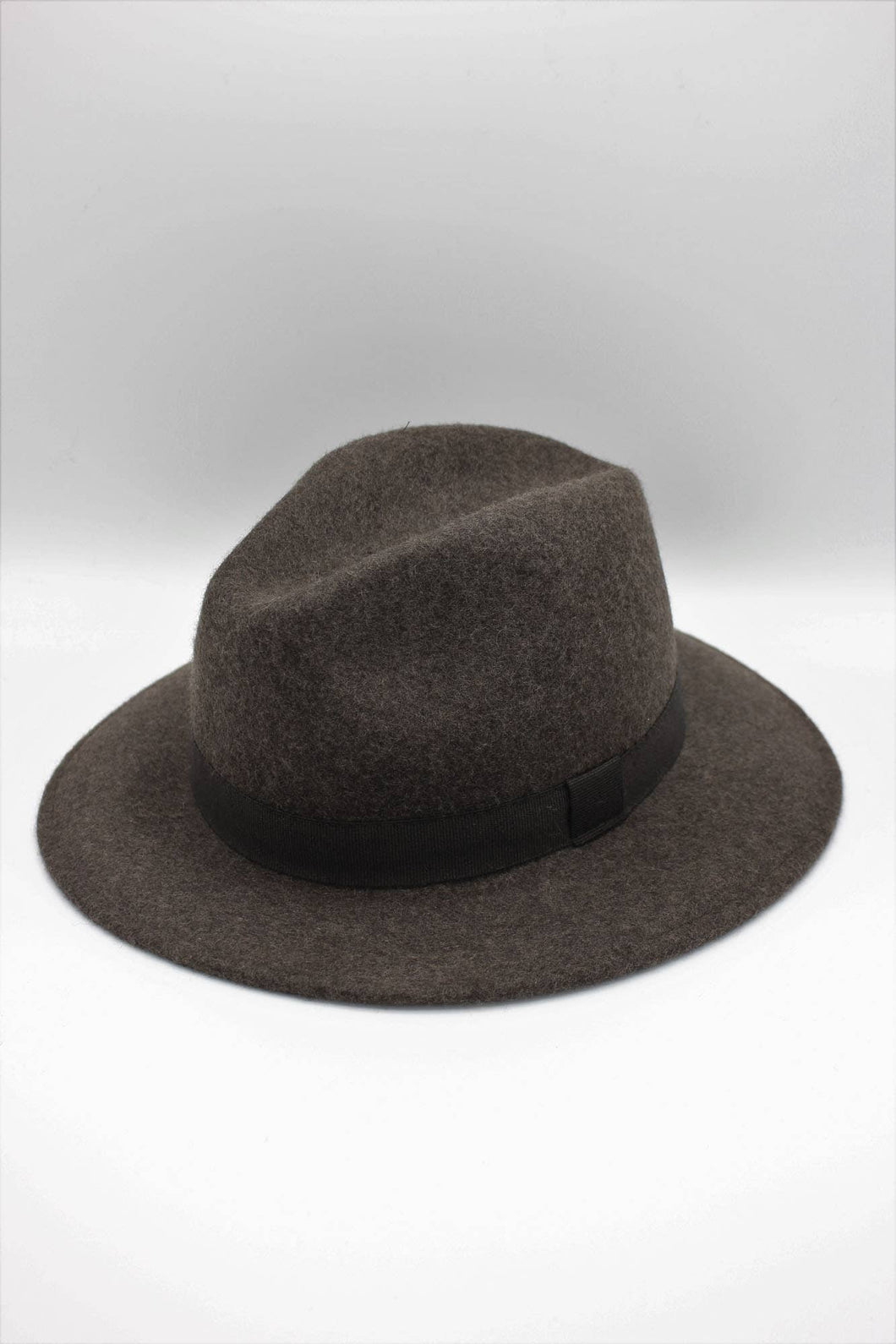 Heather Classic Wool Fedora Hat with Ribbon: 56 / Brown