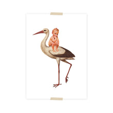 Load image into Gallery viewer, Postcard collage baby with stork
