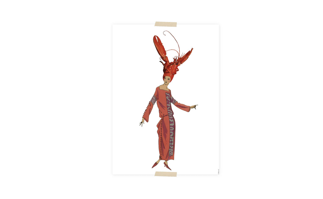 Postcard collage Museum collection - lady lobster head