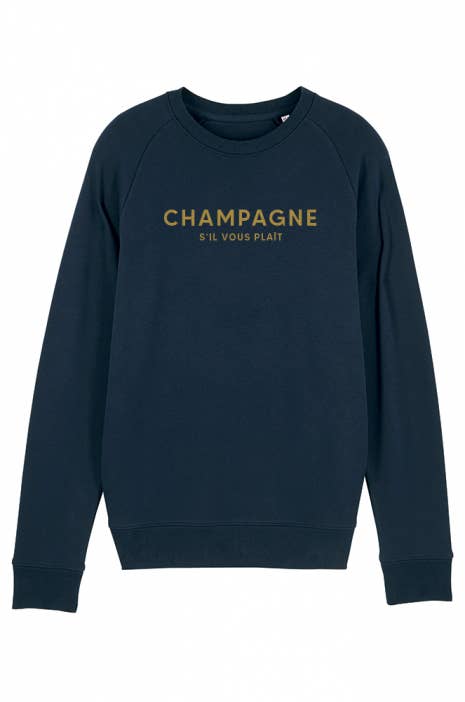 Women's Sweatshirt - Champagne Please - Glitter: M / Heather black