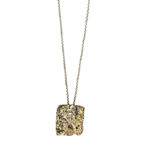 Square Gold Plated Necklace With Diamond Dust - ArtLofter