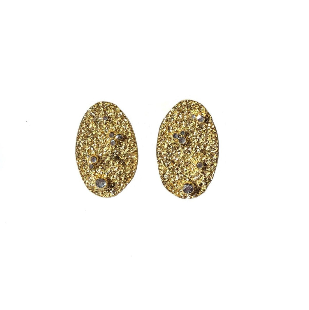 Gold Plated Earrings With Silver Grains - ArtLofter