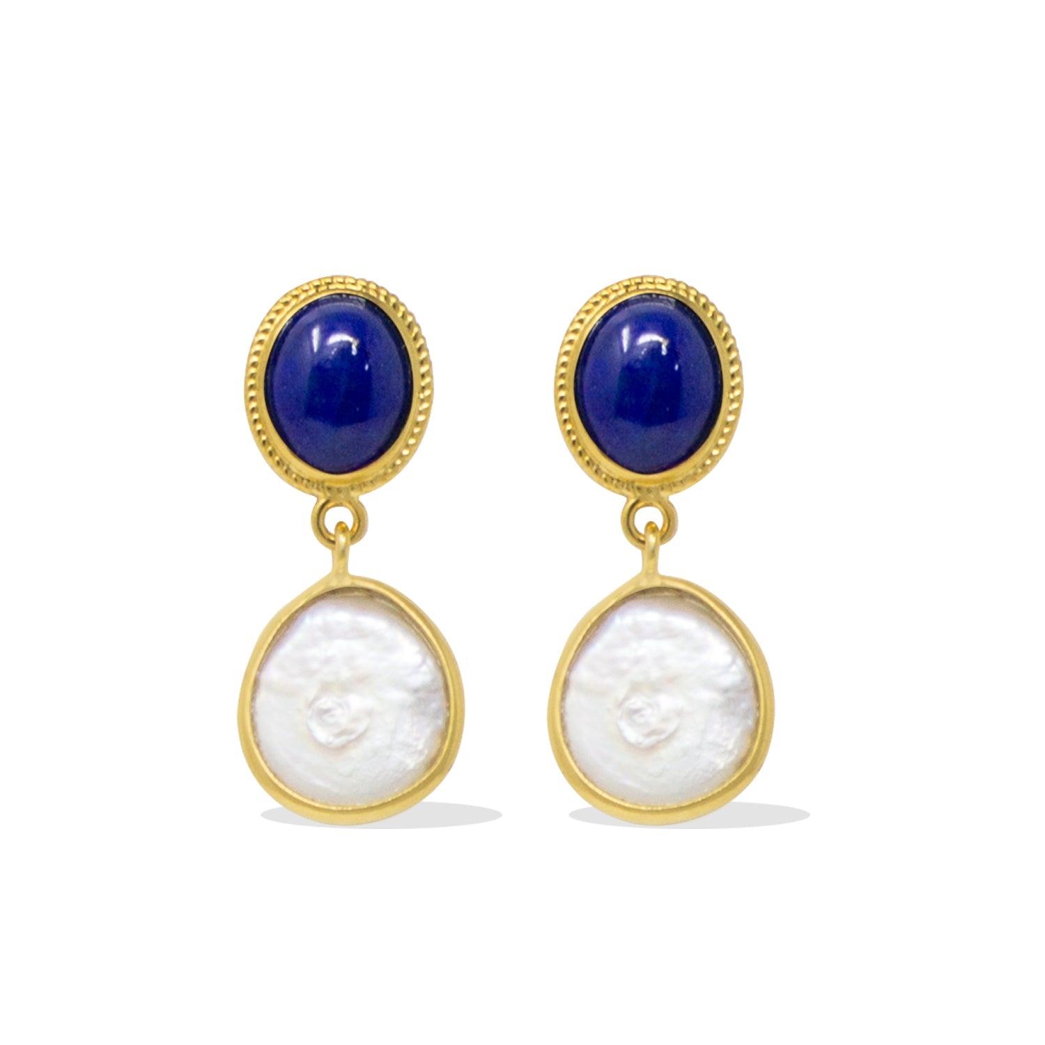 【HYERES LOR】22FW★ Lapis Lazuli Bar 14K(Y) XS Earrings 14K Gold Lapis Lazuli Drop Earrings For Women