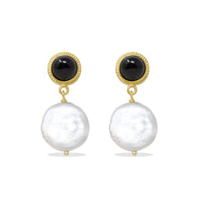 Load image into Gallery viewer, Onyx &amp; Pearl Earrings
