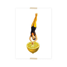 Load image into Gallery viewer, Postcard collage acrobat diving in lemon
