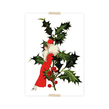 Load image into Gallery viewer, Christmas Postcard collage lady leaning against Christmas branch
