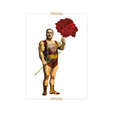 Load image into Gallery viewer, Postcard collage strong man with carnation
