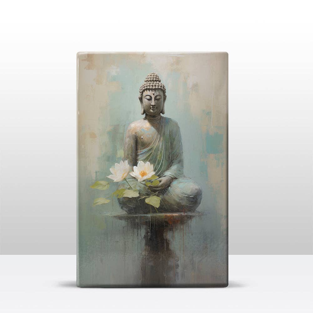 Buddha with flowers - Mini Laqueprint - 9.6 x 14.7 cm - LPS506