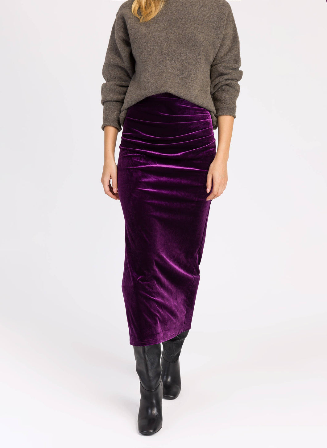 JASPER purple velvet long skirt