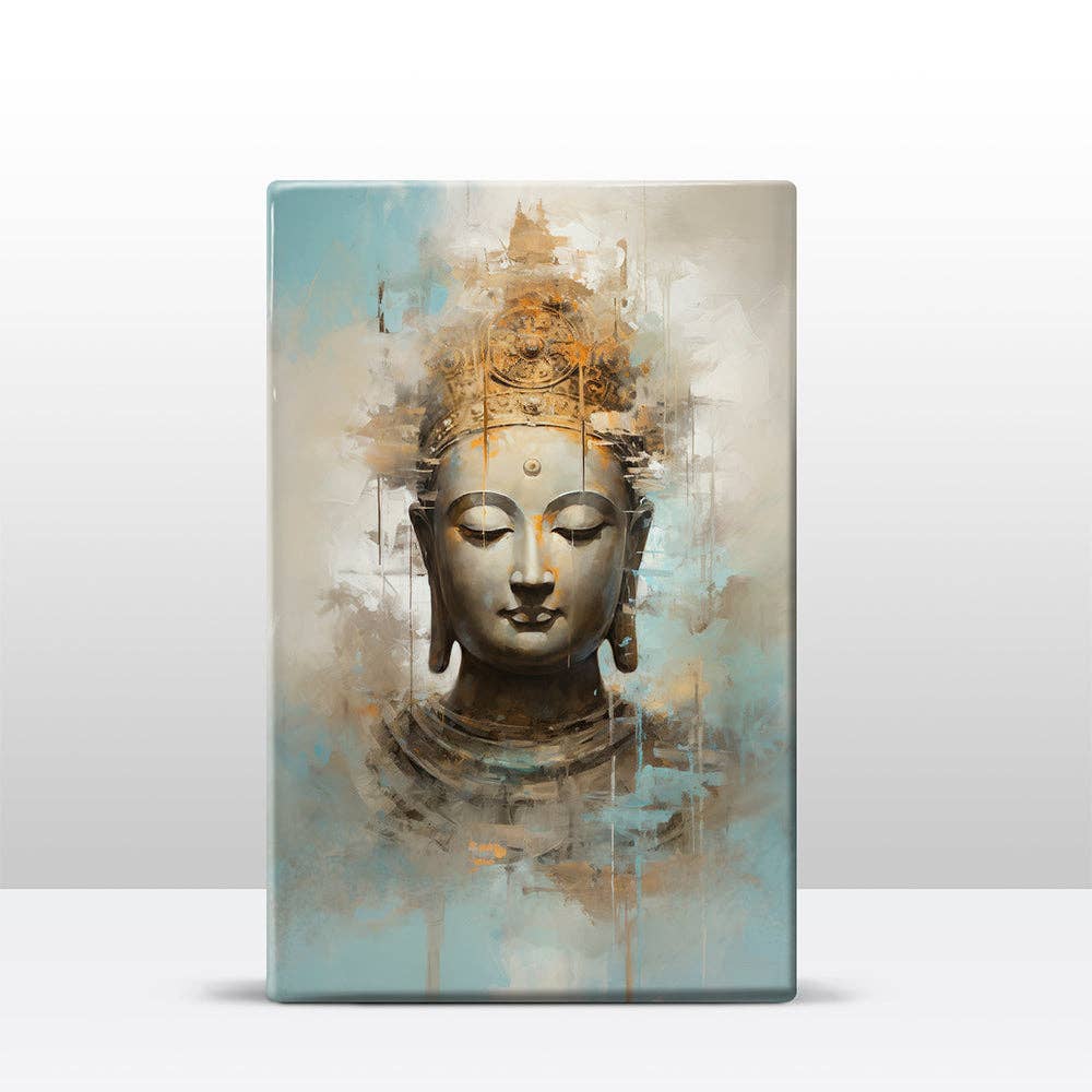 Buddha with golden crown - Mini Laque print - 9.6 x 14.7 cm - LPS519