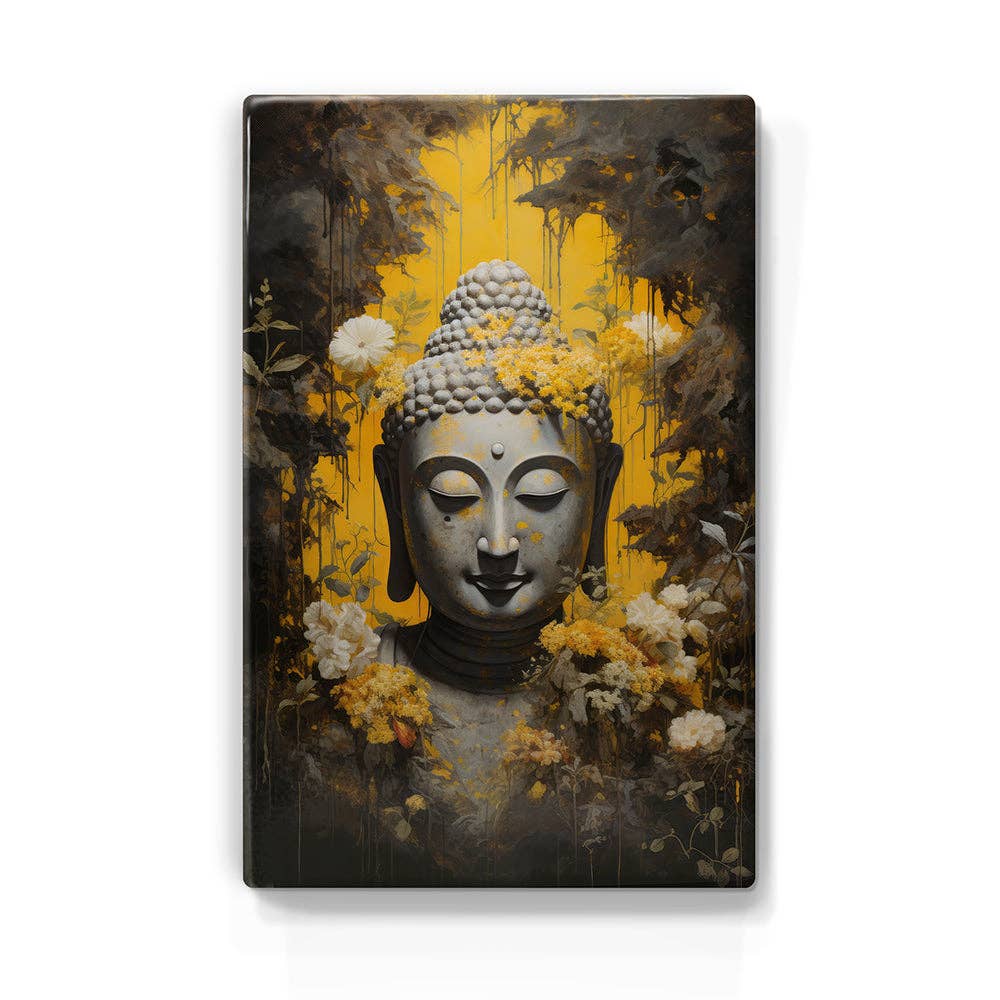 Buddha with flowers - Laque print - 19.5 x 30 cm - LP518