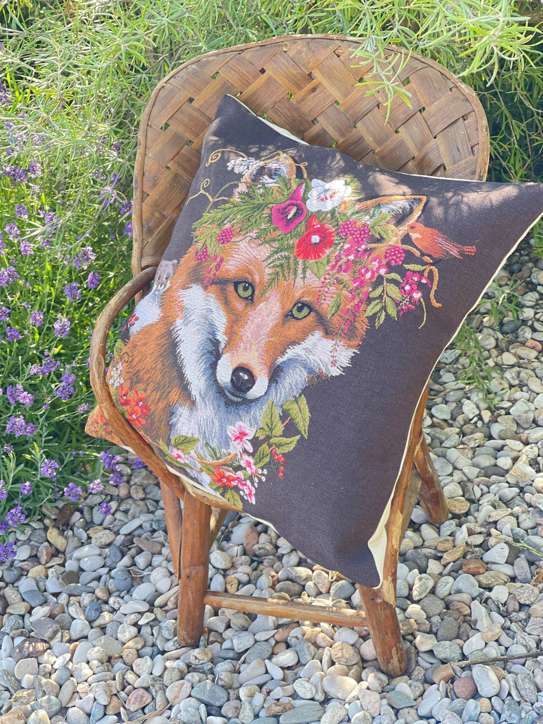 Belgian tapestry cushion Fox lady